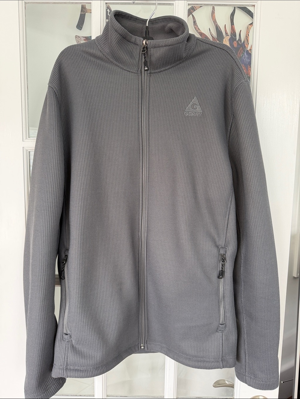 Gerry Weber Size XL Men's Full-Zip Jacket in Textured Gray, Fleece Lined
